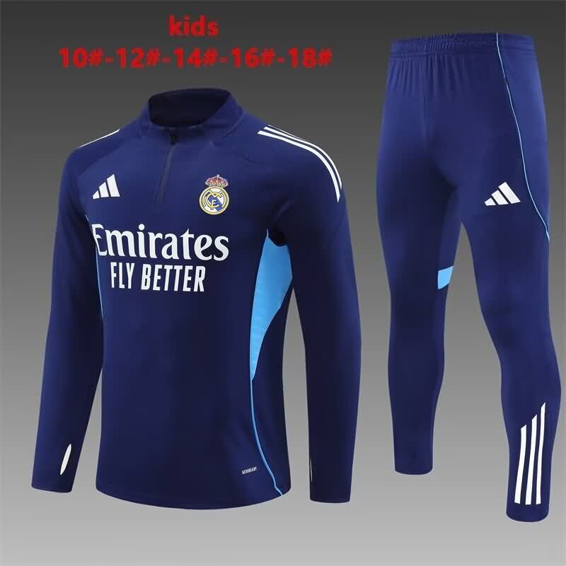 Kids - Thailand Quality(AAA) 25/26 Real Madrid Dark Blue Soccer Tracksuit 05 Kids - Thailand Quality(AAA) 25/26 Real Madrid Dark Blue Soccer Tracksuit 05