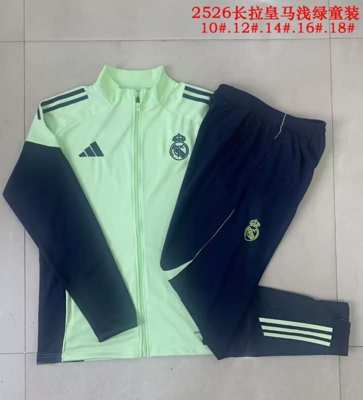 Kids - Thailand Quality(AAA) 25/26 Real Madrid Green Soccer Tracksuit