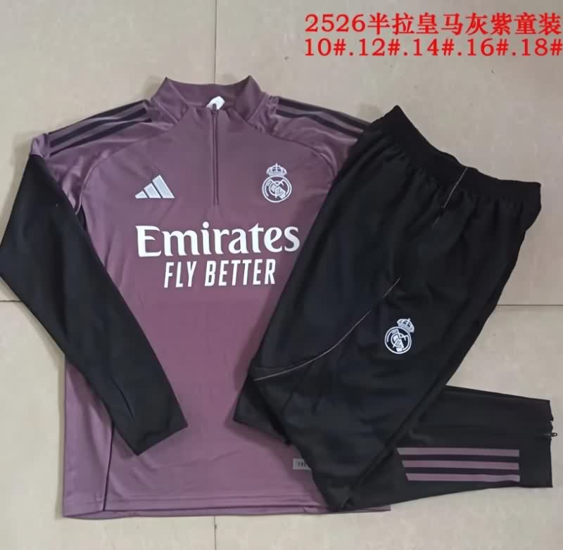 Kids - Thailand Quality(AAA) 25/26 Real Madrid Purple Soccer Tracksuit