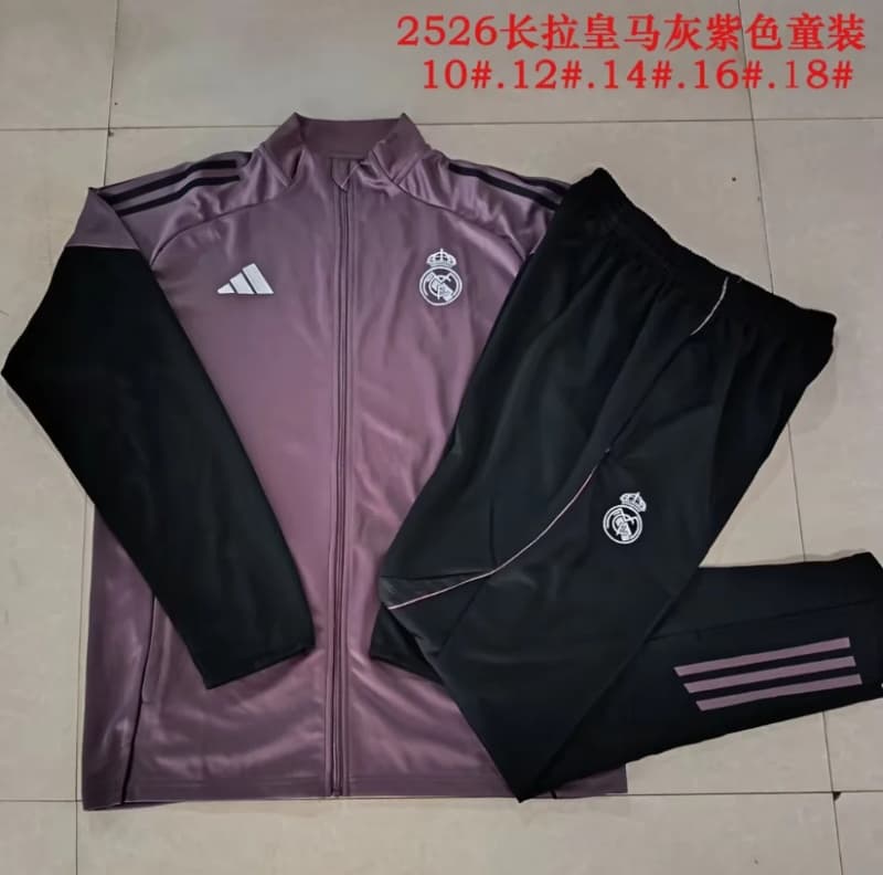 Kids - Thailand Quality(AAA) 25/26 Real Madrid Purple Soccer Tracksuit 02