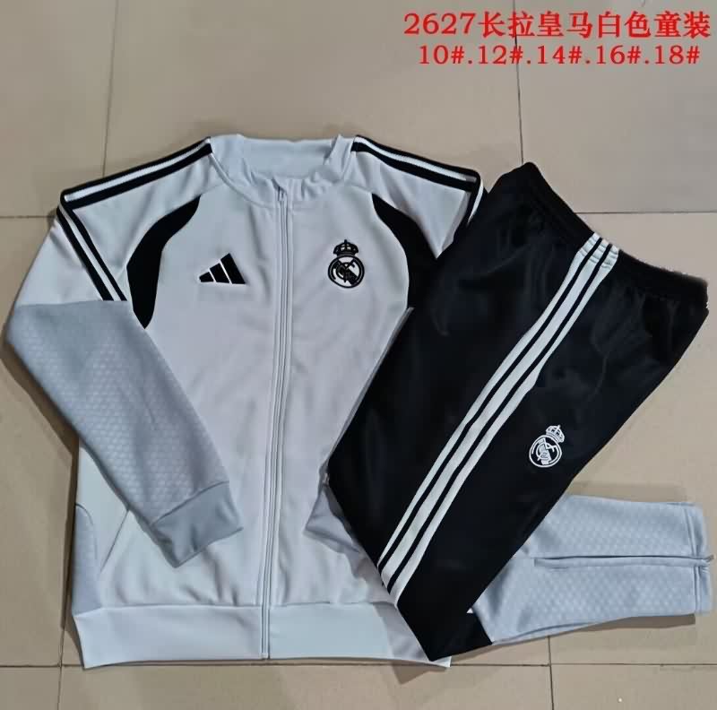 Kids - Thailand Quality(AAA) 25/26 Real Madrid White Soccer Tracksuit 09
