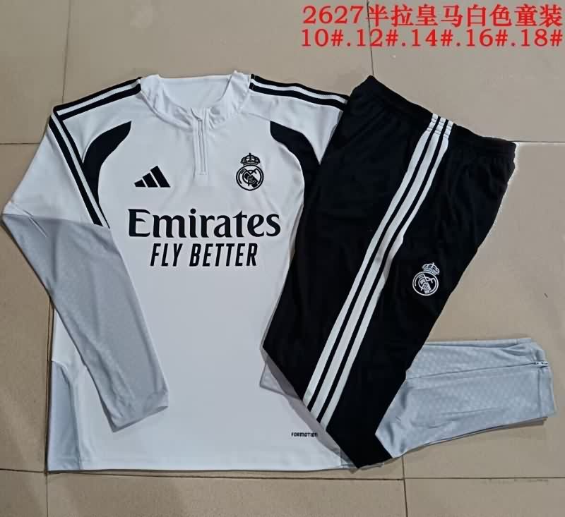 Kids - Thailand Quality(AAA) 25/26 Real Madrid White Soccer Tracksuit 10
