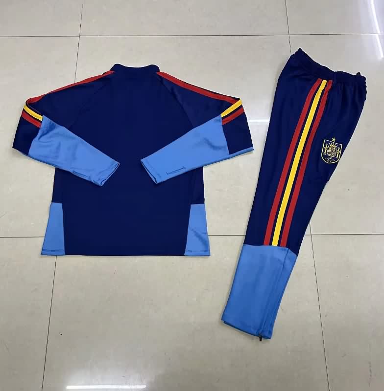 Thailand Quality(AAA) 2026 Spain Dark Blue Soccer Tracksuit