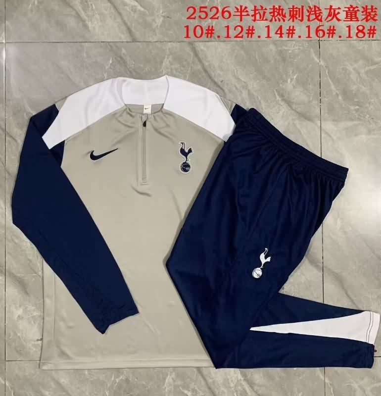 Kids - Thailand Quality(AAA) 25/26 Tottenham Hotspur Grey Soccer Tracksuit