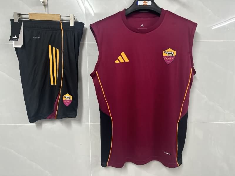 Thailand Quality(AAA) 25/26 AS Roma Red Soccer Training Sets 02