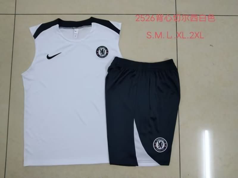 Thailand Quality(AAA) 25/26 Chelsea White Soccer Training Sets 02