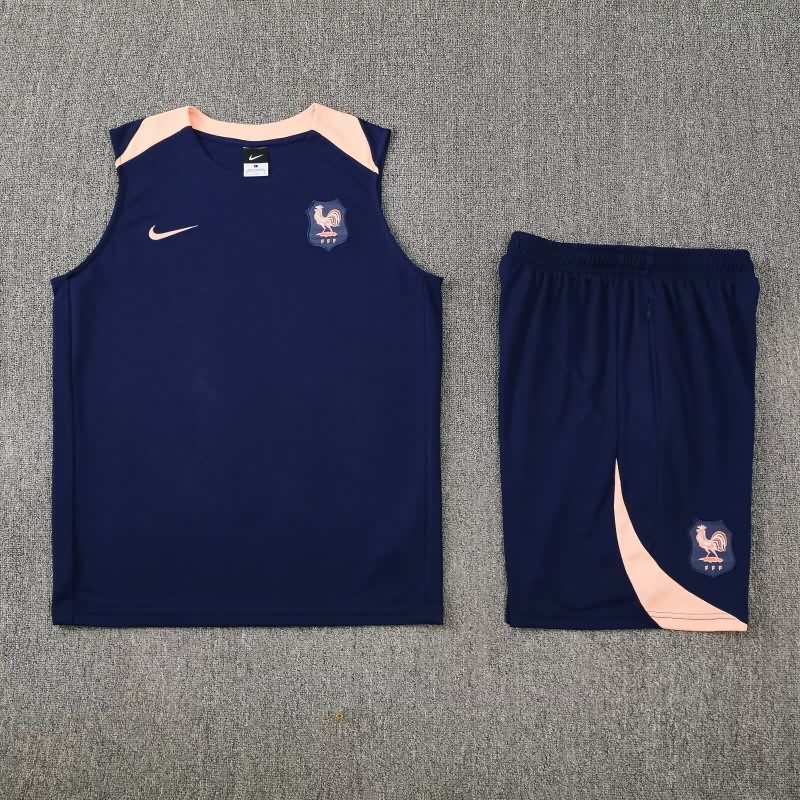 Thailand Quality(AAA) 2025 France Dark Blue Soccer Training Sets 02