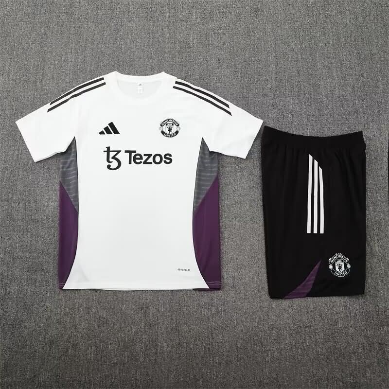 Thailand Quality(AAA) 25/26 Manchester United White Soccer Training Sets 03