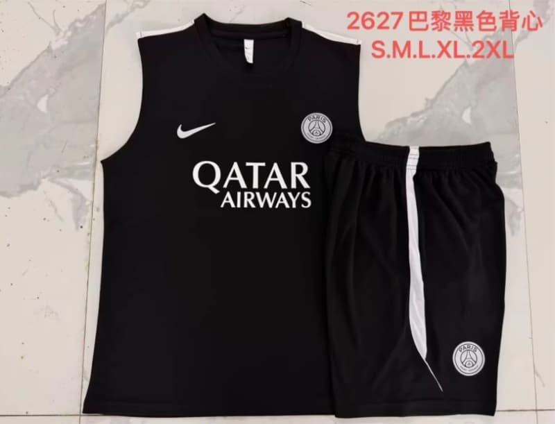 Thailand Quality(AAA) 25/26 Paris St Germain Black Soccer Training Sets 03