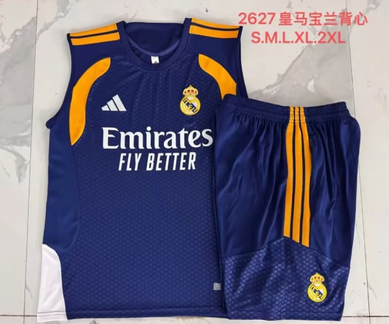Thailand Quality(AAA) 25/26 Real Madrid Dark Blue Soccer Training Sets 07