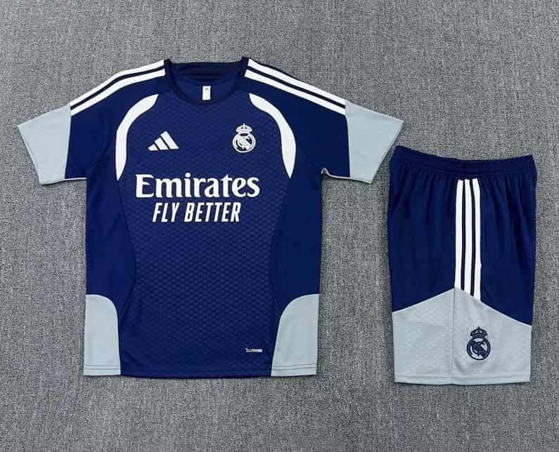 Thailand Quality(AAA) 25/26 Real Madrid Dark Blue Soccer Training Sets 08