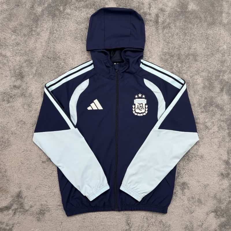 Thailand Quality(AAA) 2026 Argentina Dark Blue Soccer Windbreaker