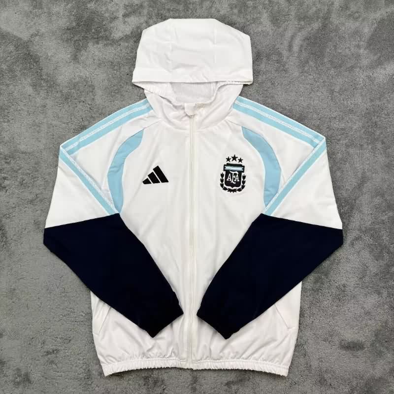 Thailand Quality(AAA) 2026 Argentina White Soccer Windbreaker