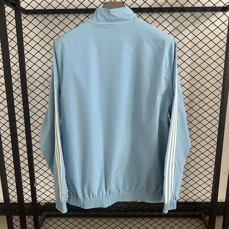 Thailand Quality(AAA) 2025 Argentina Light Blue Purple Reversible Soccer Windbreaker