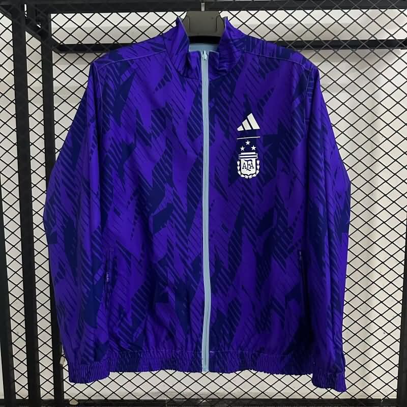 Thailand Quality(AAA) 2025 Argentina Light Blue Purple Reversible Soccer Windbreaker