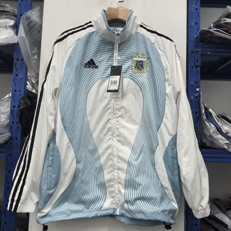 Thailand Quality(AAA) 2025 Argentina White Soccer Windbreaker