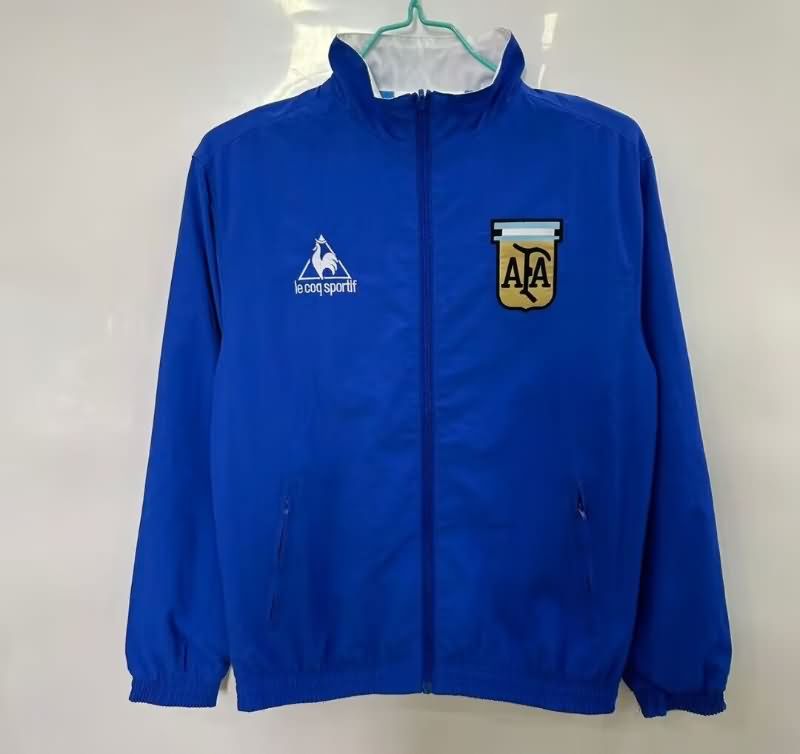 Thailand Quality(AAA) 2025 Argentina White Blue Reversible Soccer Windbreaker