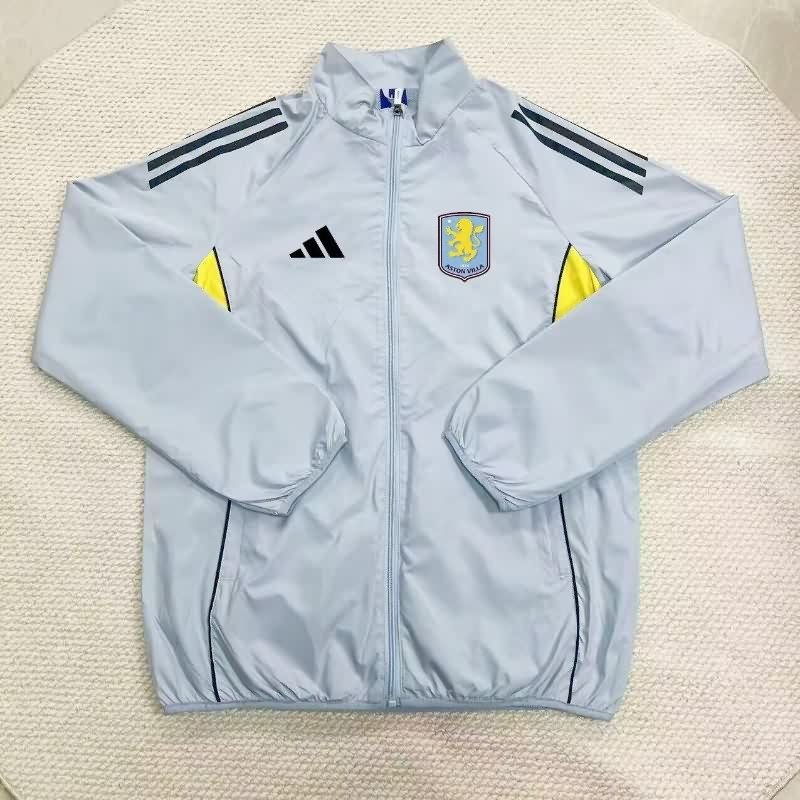 Thailand Quality(AAA) 25/26 Aston Villa Grey Soccer Windbreaker