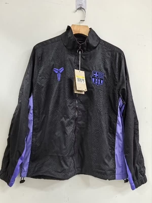 Thailand Quality(AAA) 25/26 Barcelona Black Soccer Windbreaker