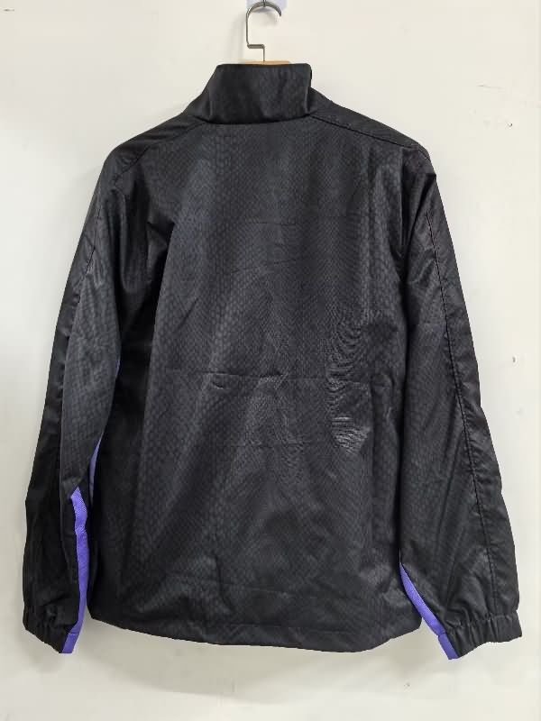 Thailand Quality(AAA) 25/26 Barcelona Black Soccer Windbreaker