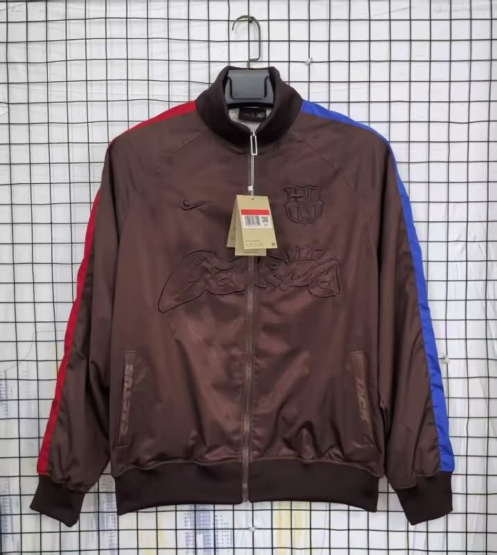 Thailand Quality(AAA) 25/26 Barcelona Dark Red Soccer Windbreaker