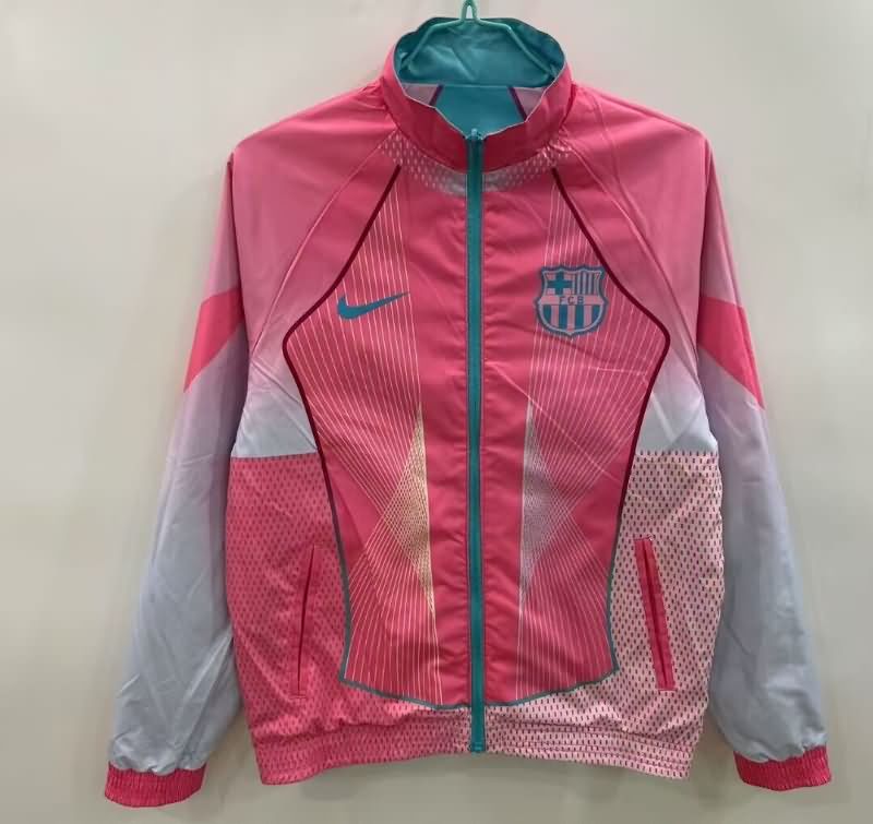 Thailand Quality(AAA) 25/26 Barcelona Green Pink Reversible Soccer Windbreaker
