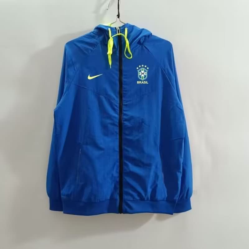 Thailand Quality(AAA) 2025 Brazil Blue Soccer Windbreaker
