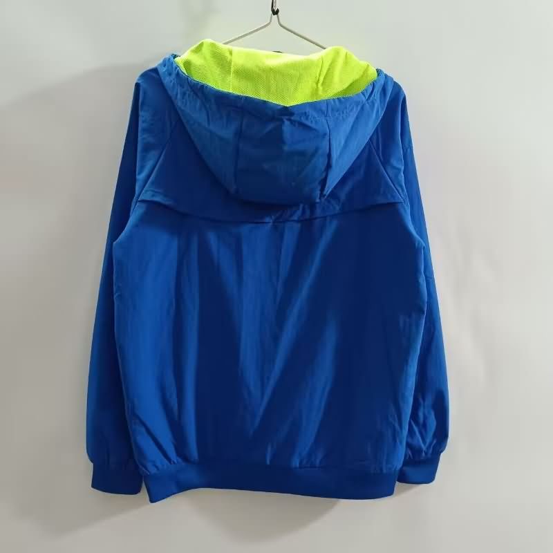 Thailand Quality(AAA) 2025 Brazil Blue Soccer Windbreaker