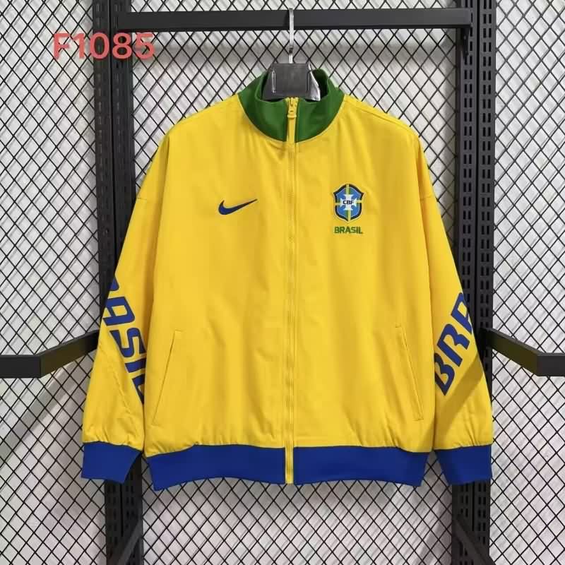 Thailand Quality(AAA) 2025 Brazil Yellow Soccer Windbreaker 02 Thailand Quality(AAA) 2025 Brazil Yellow Soccer Windbreaker 02
