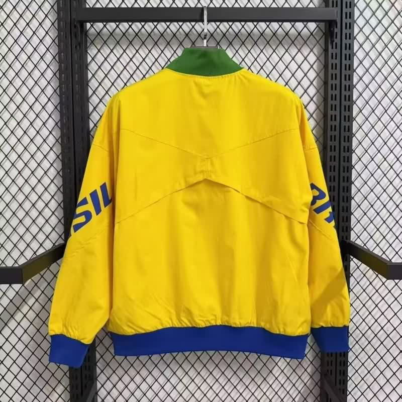 Thailand Quality(AAA) 2025 Brazil Yellow Soccer Windbreaker 02