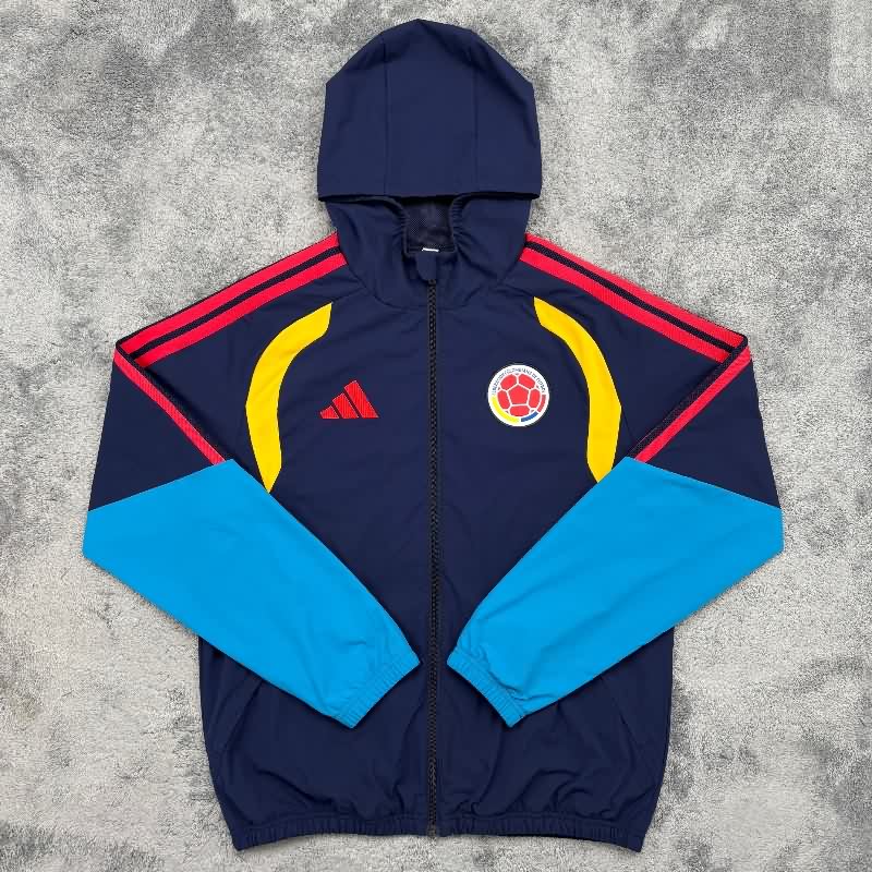 Thailand Quality(AAA) 2026 Colombia Dark Blue Soccer Windbreaker