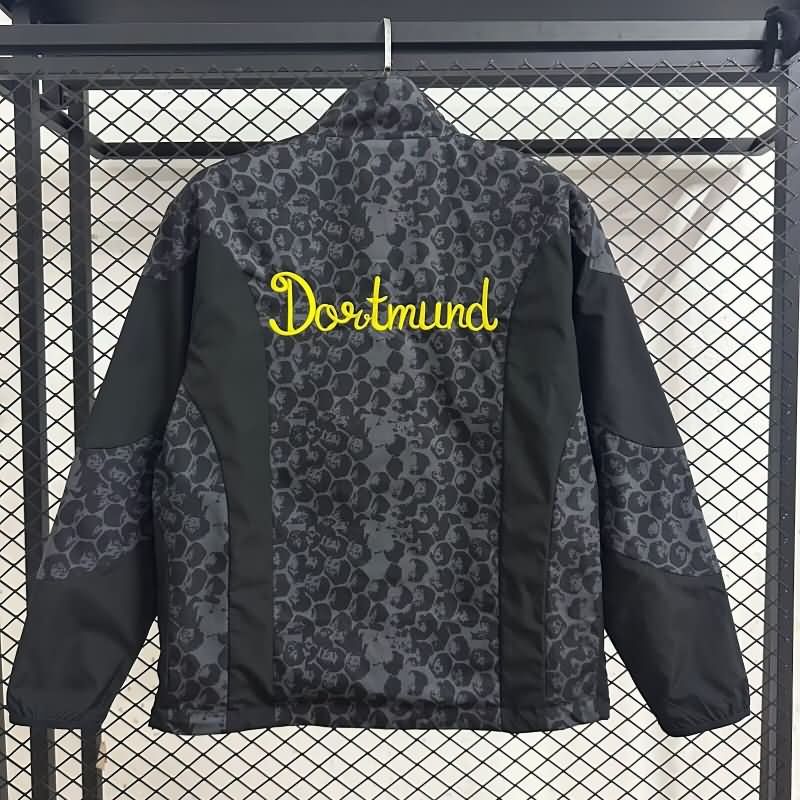 Thailand Quality(AAA) 25/26 Dortmund Black Grey Reversible Soccer Windbreaker