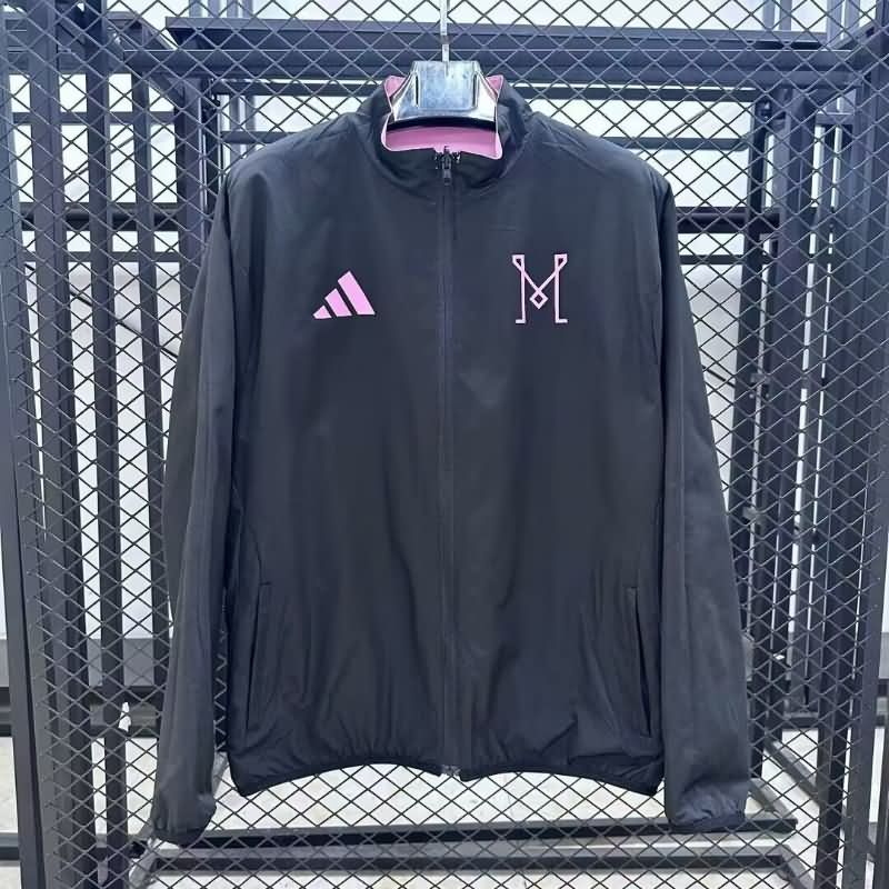 Thailand Quality(AAA) 2025 Inter Miami Pink Black Reversible Soccer Windbreaker