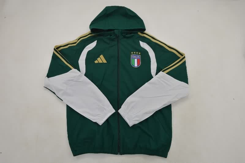 Thailand Quality(AAA) 2026 Italy Green Soccer Windbreaker
