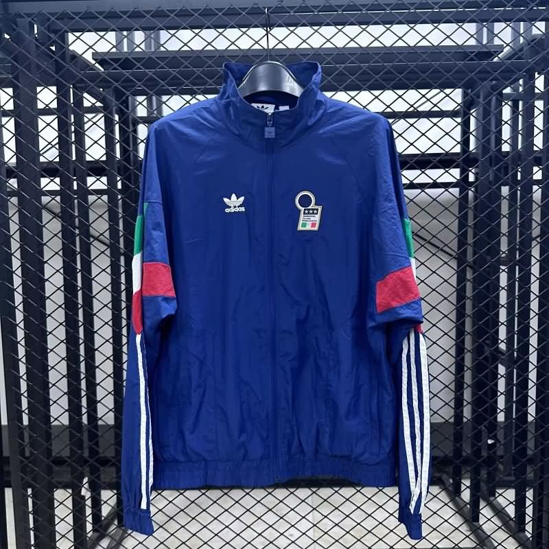 Thailand Quality(AAA) 2025 Italy Blue Soccer Windbreaker