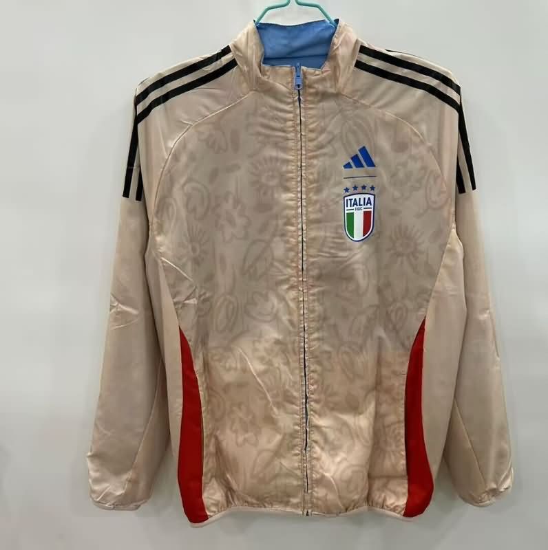 Thailand Quality(AAA) 2025 Italy Blue Grey Reversible Soccer Windbreaker
