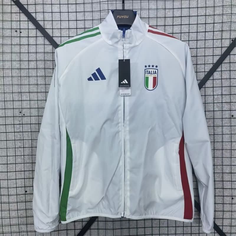 Thailand Quality(AAA) 2025 Italy Blue White Reversible Soccer Windbreaker