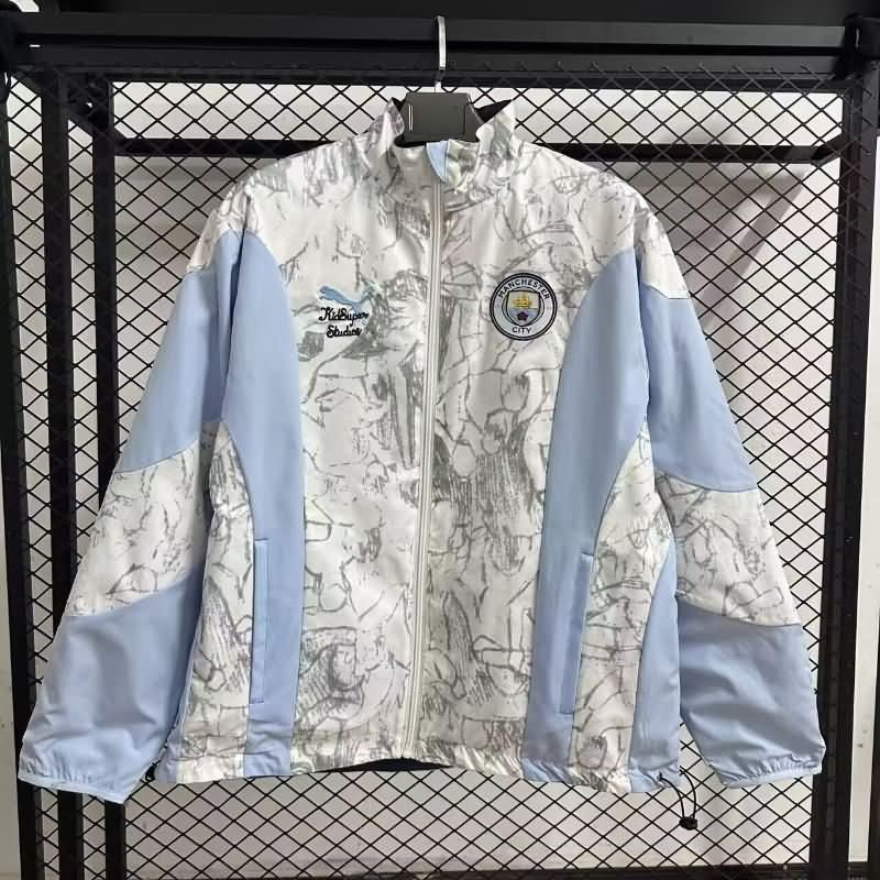 Thailand Quality(AAA) 25/26 Manchester City Dark Blue White Reversible Soccer Windbreaker