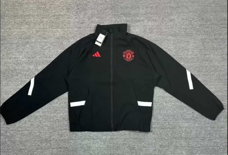 Thailand Quality(AAA) 25/26 Manchester United Black Soccer Windbreaker 04