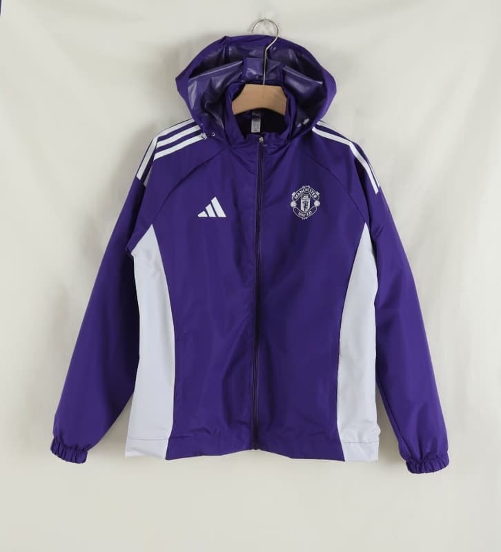 Thailand Quality(AAA) 25/26 Manchester United Purple Soccer Windbreaker 02