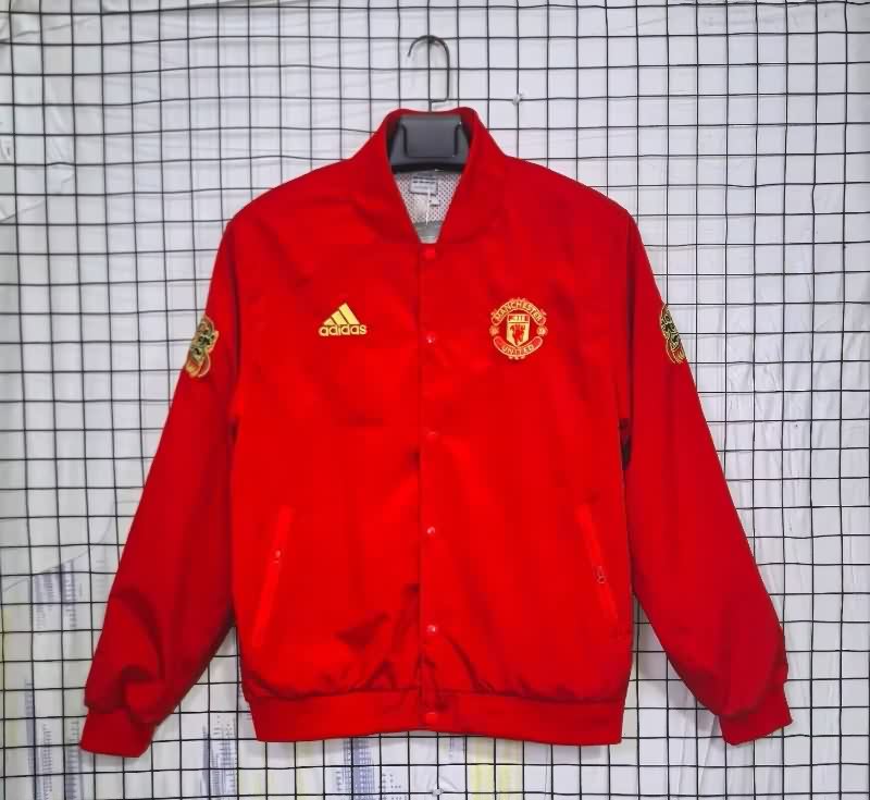 Thailand Quality(AAA) 25/26 Manchester United Red Soccer Windbreaker 03