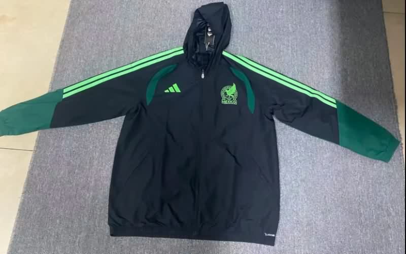 Thailand Quality(AAA) 2025 Mexico Black Soccer Windbreaker 02