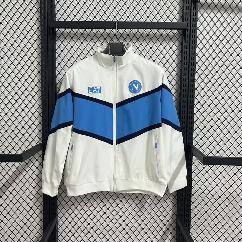 Thailand Quality(AAA) 25/26 Napoli White Soccer Windbreaker