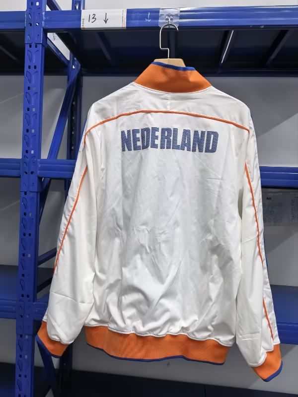 Thailand Quality(AAA) 2025 Netherlands White Soccer Windbreaker