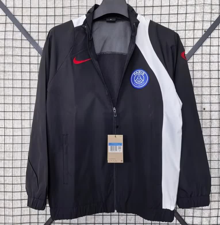 Thailand Quality(AAA) 25/26 Paris St Germain Black Soccer Windbreaker 03