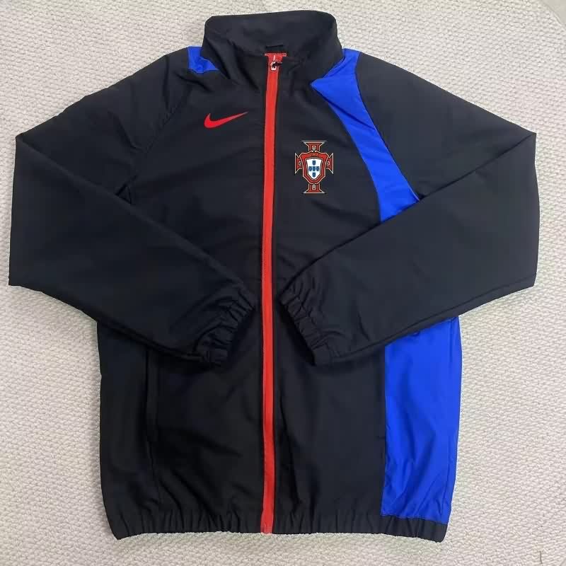 Thailand Quality(AAA) 2025 Portugal Black Soccer Windbreaker