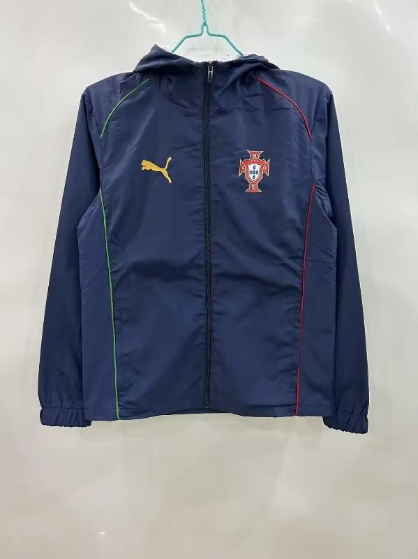Thailand Quality(AAA) 2025 Portugal Dark Blue Soccer Windbreaker