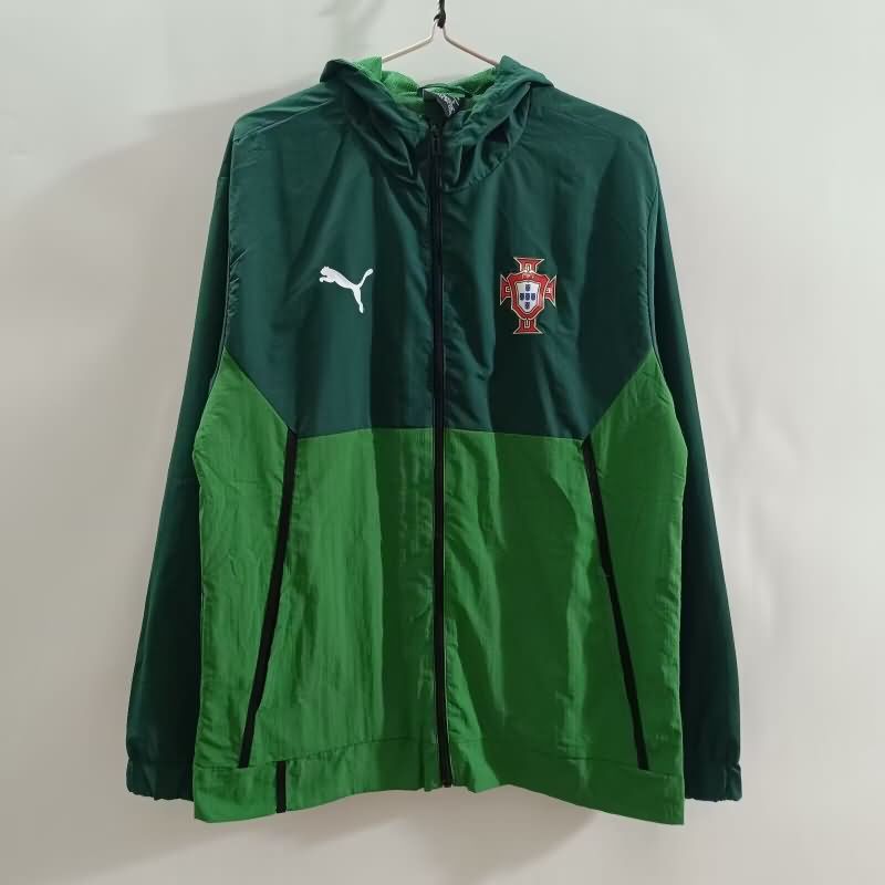 Thailand Quality(AAA) 2025 Portugal Green Soccer Windbreaker
