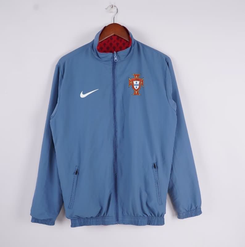 Thailand Quality(AAA) 2025 Portugal Red Blue Reversible Soccer Windbreaker