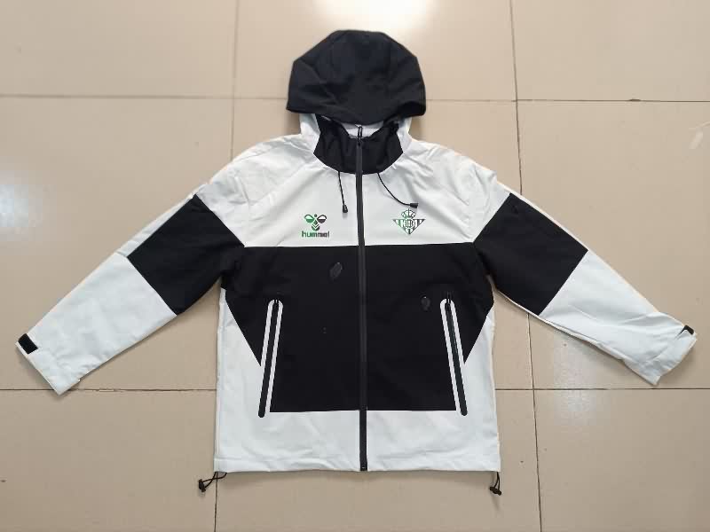 Thailand Quality(AAA) 25/26 Real Betis Black White Soccer Windbreaker
